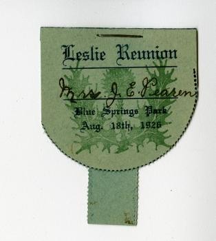 Luggage tag for a Leslie family reunion with a thistle.