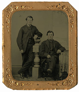 Tintype portrait of John H. Sleeman (seated) and his son George (ca. 1860s) XR1 MS A801 (Box 6, File 14)