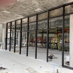 Looking in on the new entrance under construction, the door frames are in place but empty.