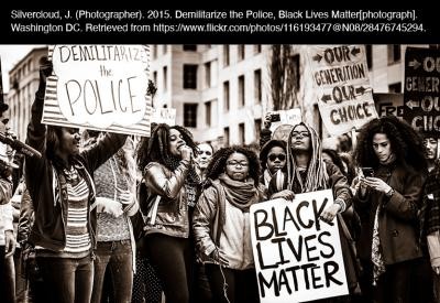 “Black Community Organizes Against Police Brutality”:  University of Chicago. (2020). Black Community Organizes Against Police Brutality [digitized image]. Chicago. Retrieved from Black Thought and Culture.