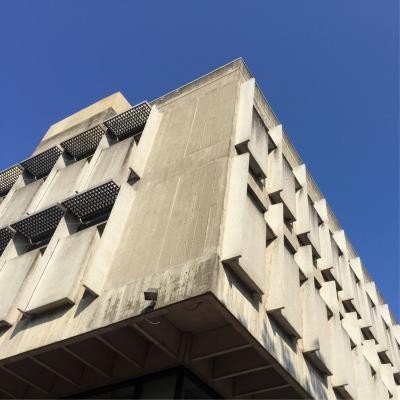 Library building and blue sky