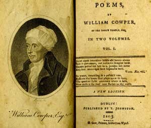 Title page and frontispiece of &quot;Poems&quot; by William Cowper 