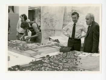 Macklin Hancock (second from right) with others designing King Abdulaziz University, Jeddah, Saudi Arabia, early 1970s