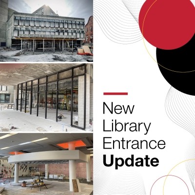 New library entrance update poster